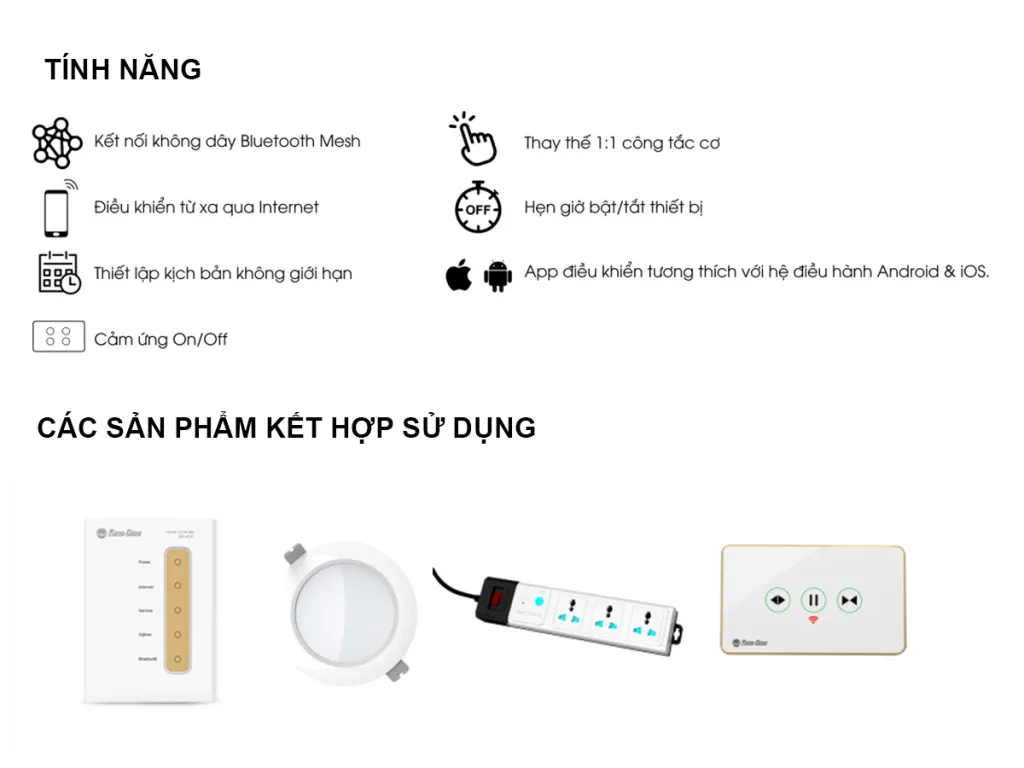 Công tắc thông minh CTCU.BLE CN.04T MN
