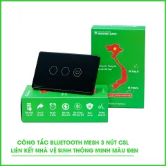 Công Tắc 3 Nút BLE Mesh Liên Kết Nhà Vệ Sinh Thông Minh Màu Đen 1