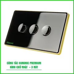 Công Tắc Hunonic Premium Hình Chữ Nhật Viền Vàng 5