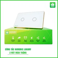 Công Tắc Hunonic Luxury Hình Chữ Nhật Viền Vàng 11
