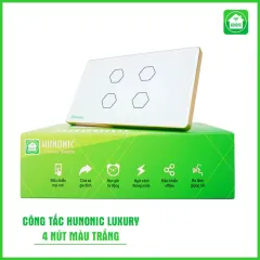 Công Tắc Hunonic Luxury Hình Chữ Nhật Viền Vàng 13