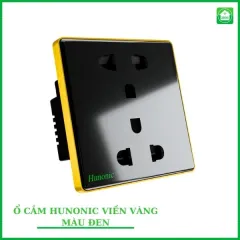 Ổ Cắm Hunonic Vuông Viền Vàng 1