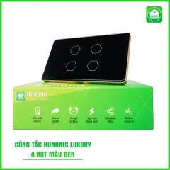Công Tắc Hunonic Luxury Hình Chữ Nhật Viền Vàng 6