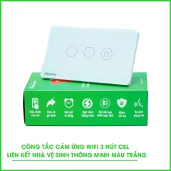 Công Tắc Wifi 3 Nút Liên Kết Nhà Vệ Sinh Thông Minh Màu Trắng 1