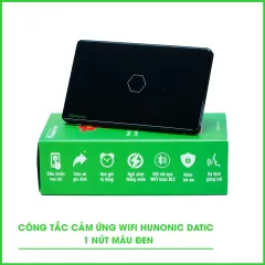 Công Tắc Cảm Ứng 1 Nút Wifi Hunonic Datic Màu Đen 1
