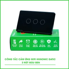 Công Tắc Cảm Ứng 3 Nút Wifi Hunonic Datic Màu Đen 1