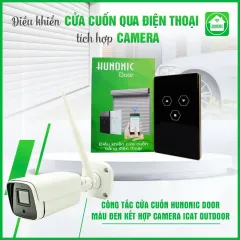 Combo Công Tắc Cửa Cuốn Hunonic Màu Đen Kết Hợp Camera Icat Outdoor 1