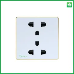 Ổ Cắm Hunonic Vuông Viền Vàng 3
