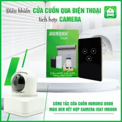 Combo Công Tắc Cửa Cuốn Hunonic Màu Đen Kết Hợp Camera Icat Indoor 1