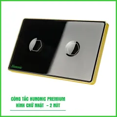 Công Tắc Hunonic Premium Hình Chữ Nhật Viền Vàng 6
