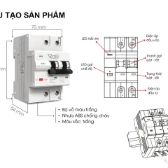 Bộ cầu dao thông minh RD.MCB.WF 2P C63 5
