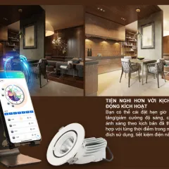 Đèn LED âm trần Downlight thông minh xoay góc AT18.BLE 100-9W 2