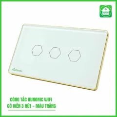 Công Tắc Cảm Ứng Wifi Hunonic Hình Chữ Nhật Viền Vàng 4