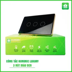 Công Tắc Hunonic Luxury Hình Chữ Nhật Viền Vàng 7
