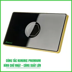 Công Tắc Hunonic Premium Hình Chữ Nhật Viền Vàng 3