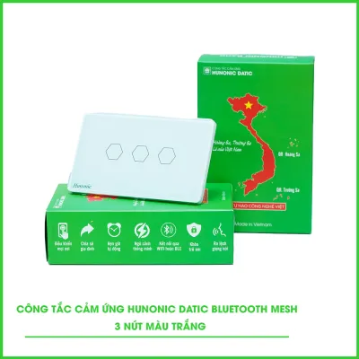 Công Tắc Cảm Ứng 3 Nút BLE Mesh Hunonic Datic Màu Trắng