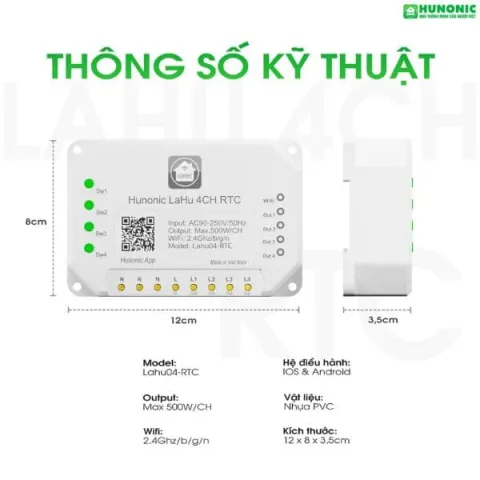thông số kĩ thuật công tắc lahu 4ch rtc