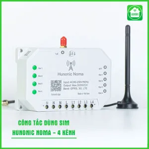 Công tắc Hunonic Noma 4CH - Điều khiển mọi thiết bị từ xa qua điện thoại dùng sim