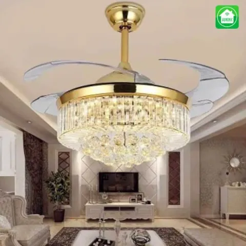 Quạt trần đèn chùm giấu cánh DQ-CT-9010