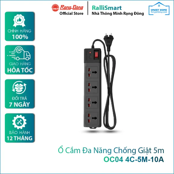 Ổ cắm đa năng chống giật 5m OC04 4C-5M-10A