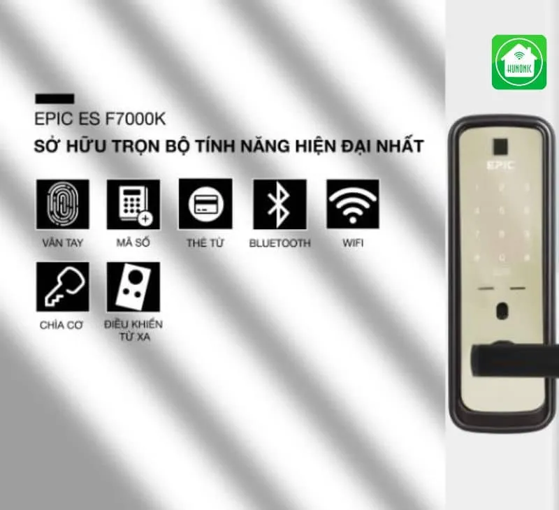 Khóa cửa điện tử Epic ES F7000K với khả năng nhận diện vân tay chưa đến 1 giây
