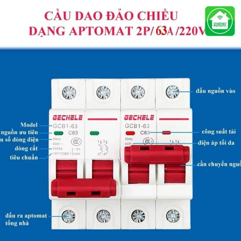 Aptomat đảo chiều bảo vệ quá tải dòng điện, không để điện bị rò ra ngoài