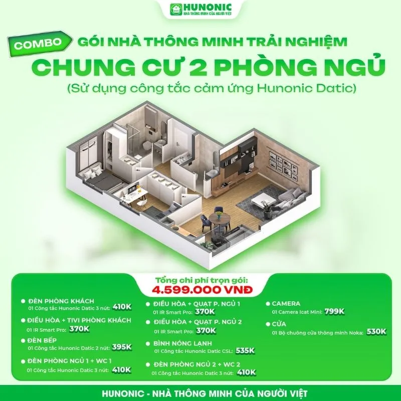 Trọn gói nhà thông minh trải nghiệm cho chung cư 2 phòng ngủ