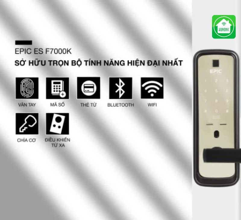 Khóa cửa điện tử Epic ES F7000K với khả năng nhận diện vân tay chưa đến 1 giây