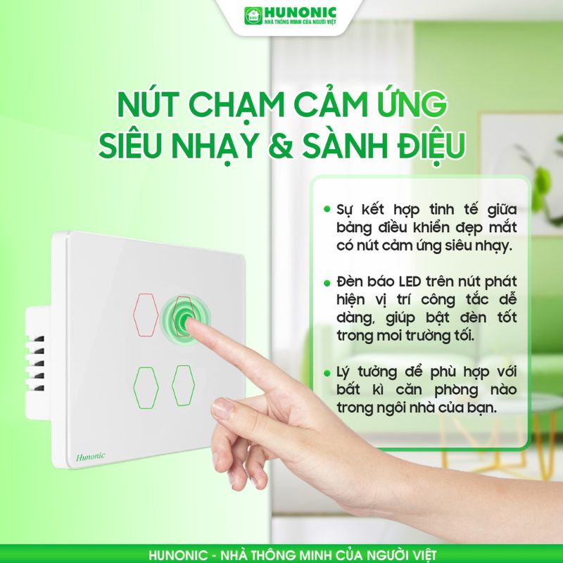 Công Tắc Cảm Ứng 2in1 BLE Mesh Hunonic Datic Màu Đen 4