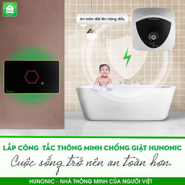 Công Tắc Chống Giật Bình Nóng Lạnh Thông Minh Premium Hình Vuông 5