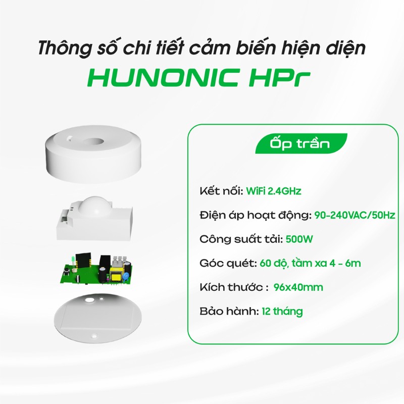 Cảm Biến Hiện Diện Wifi Ốp Trần Hunonic HPR 3