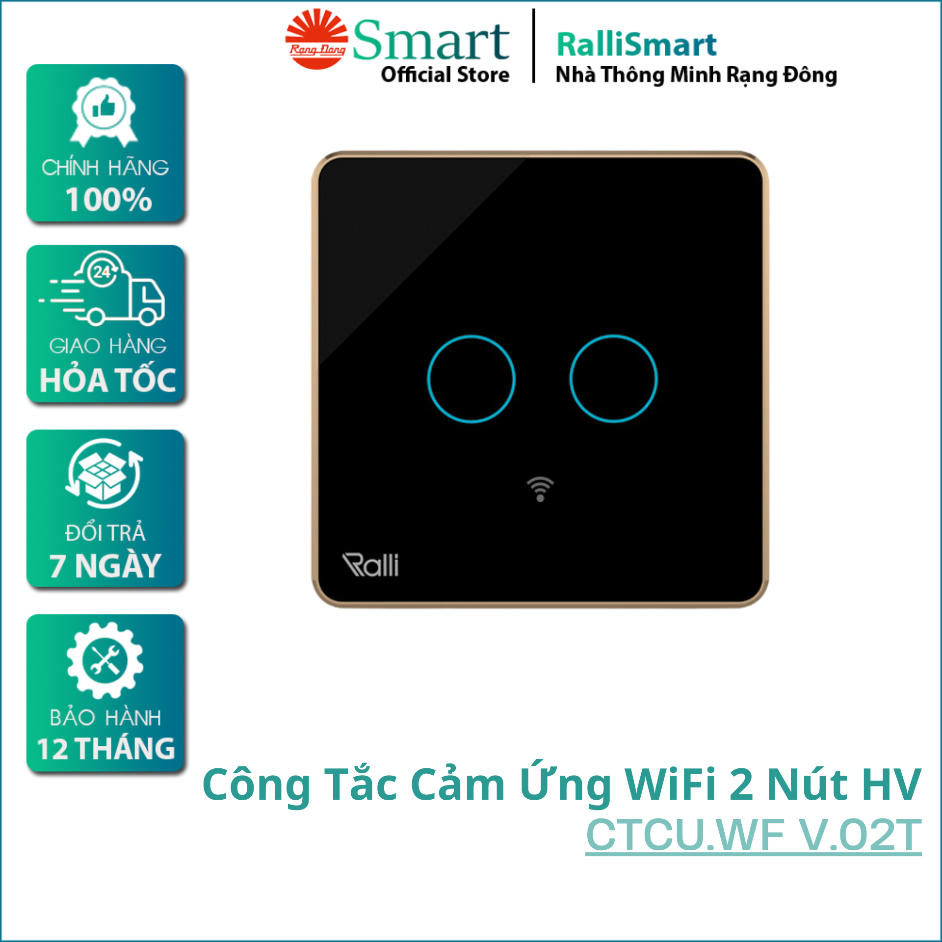 Công tắc cảm ứng thông minh wifi Rạng Đông CTCU.WF V.02T