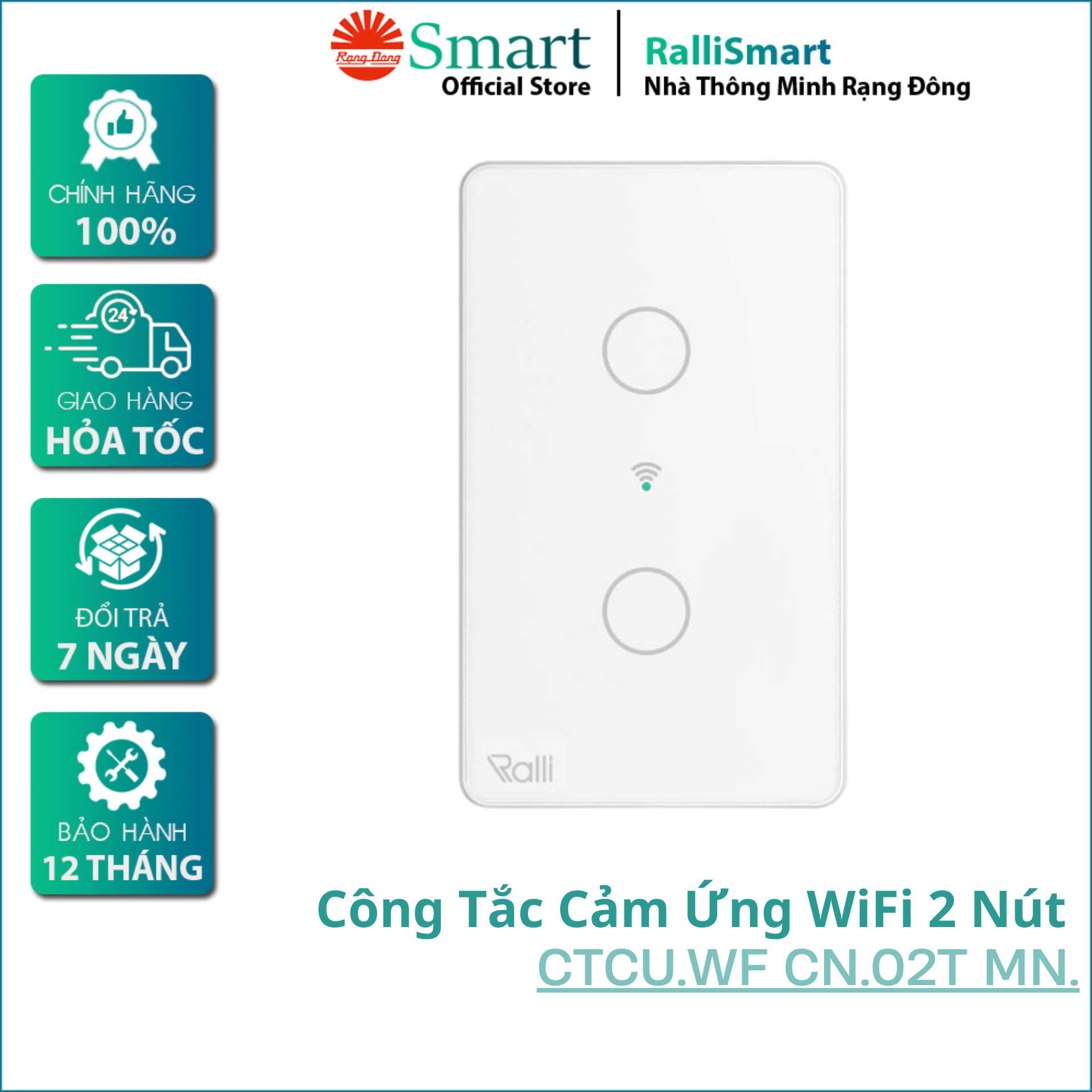Công tắc thông minh Rạng Đông CTCU.WF CN.02T MN 2