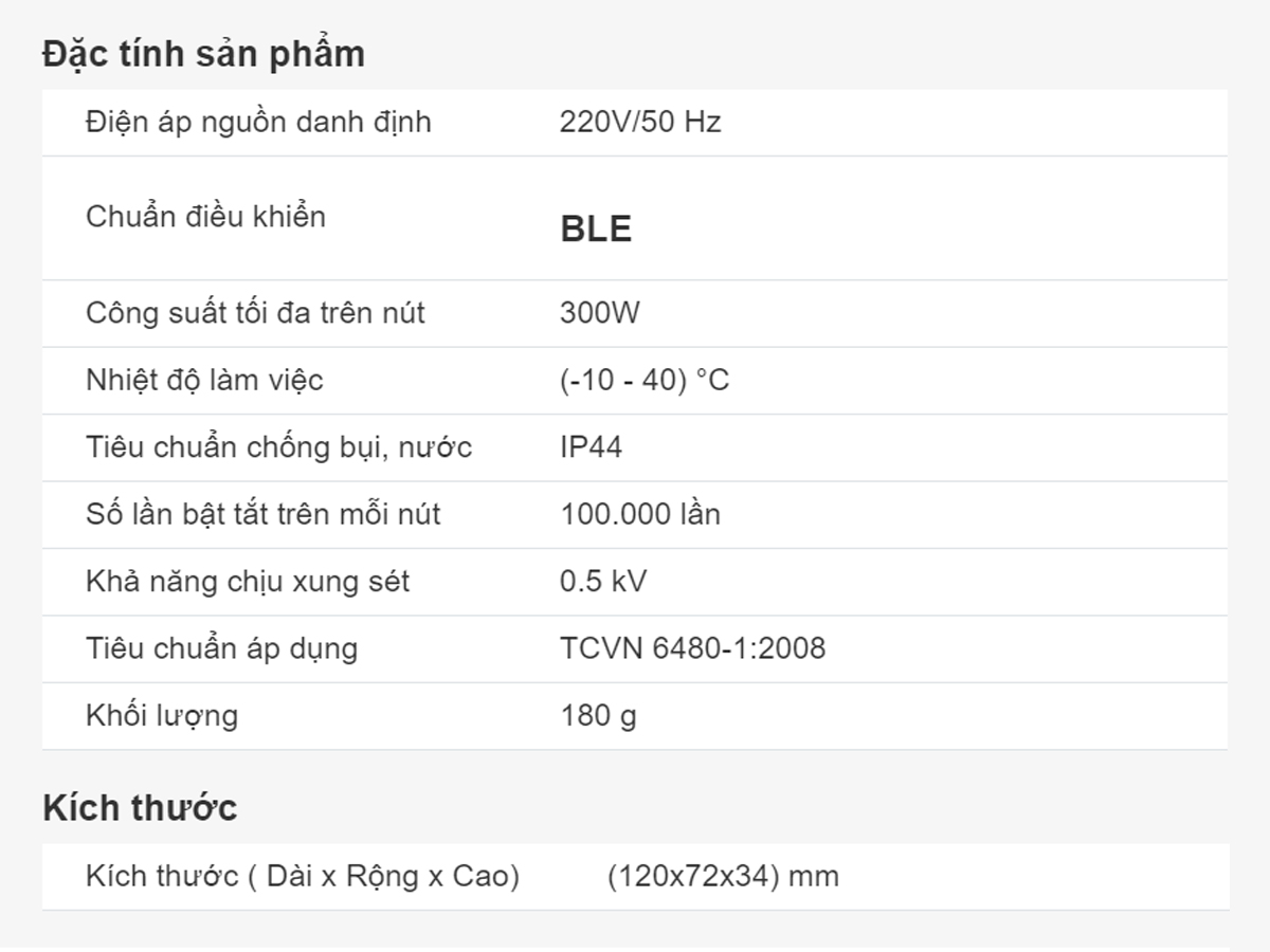 Công tắc thông minh CTCU.BLE CN.04T MN