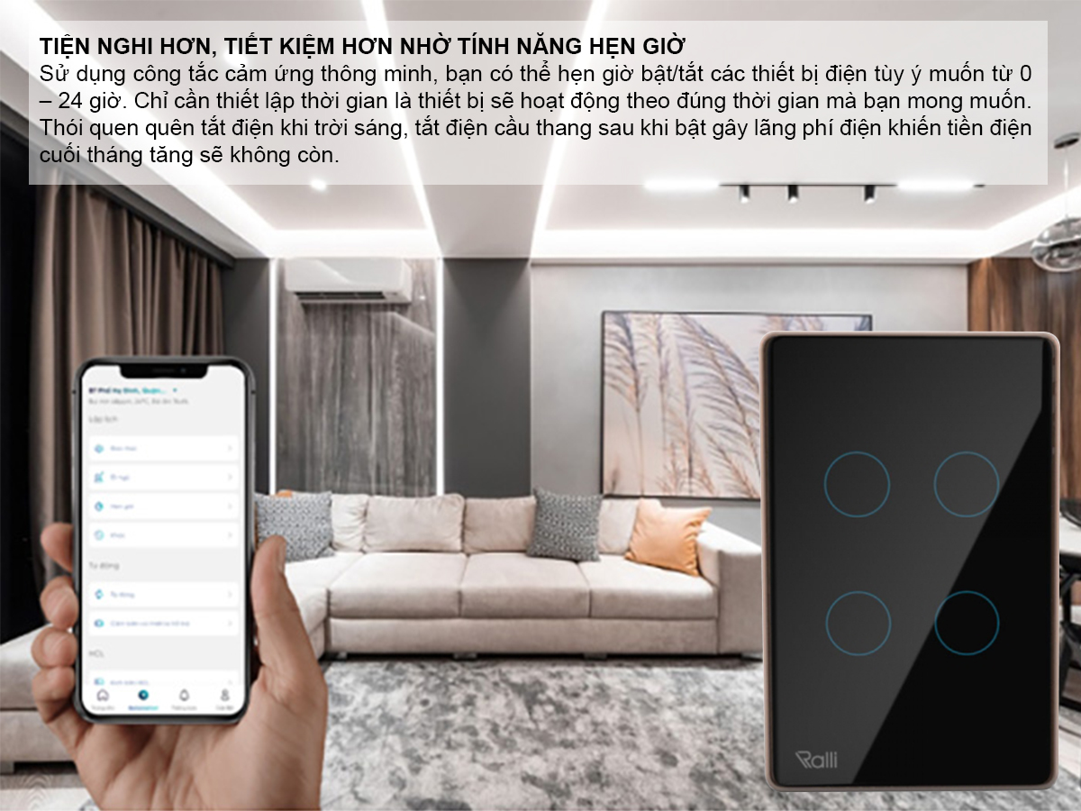 Công tắc thông minh CTCU.BLE CN.04T MN