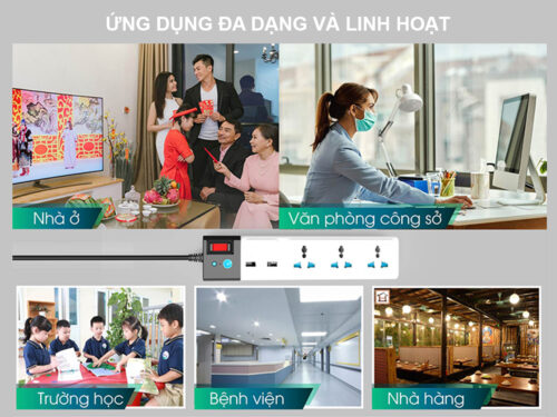 Ổ cắm đa năng USB chống giật 3m