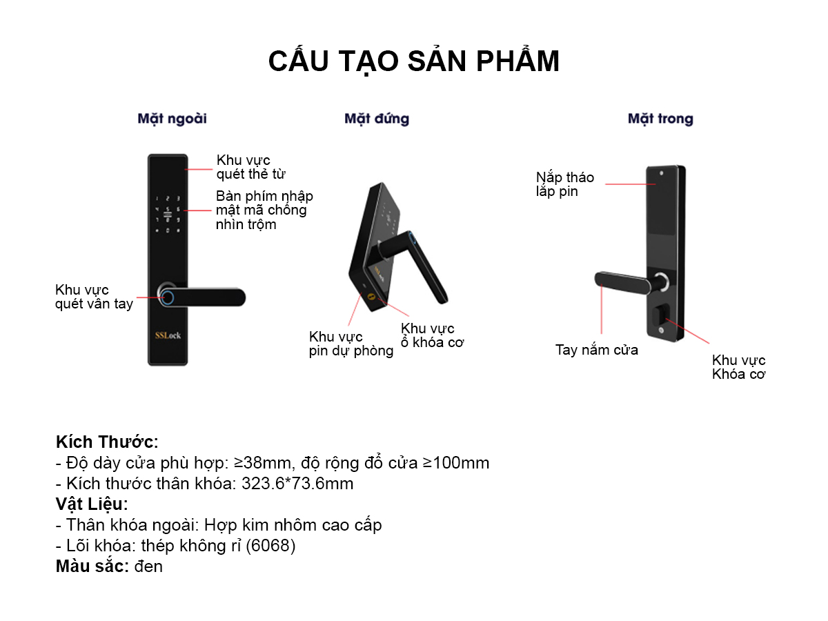 Khóa cửa thông minh U761-FACP 6