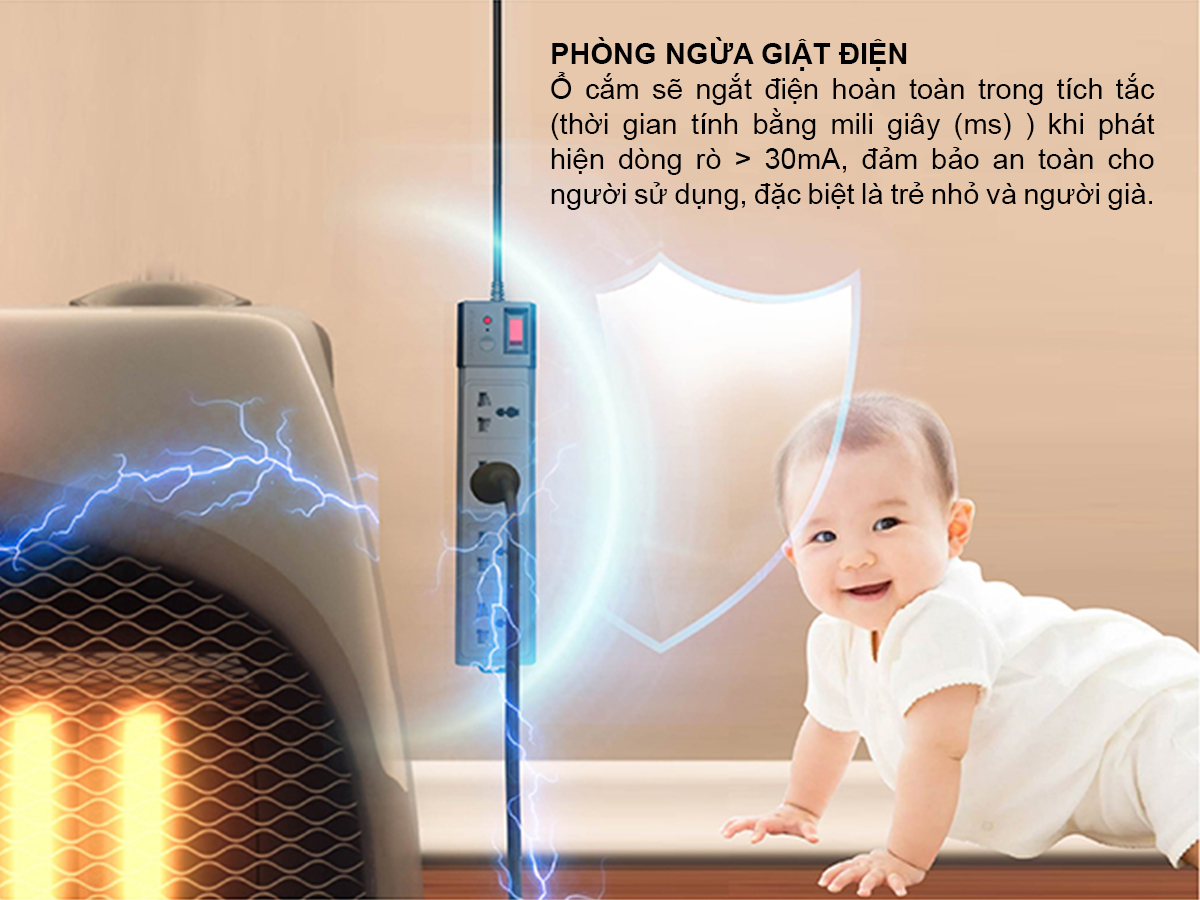 Ổ cắm đa năng chống giật 5m OC04 4C-5M-10A 5
