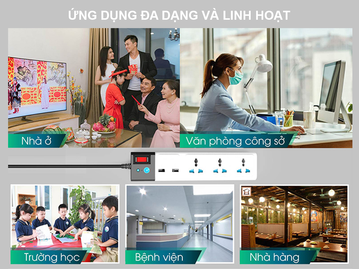 Ổ cắm đa năng USB chống giật 4