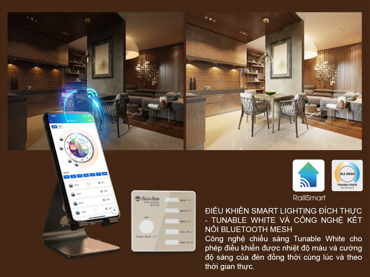 Đèn LED âm trần Downlight thông minh xoay góc AT22.BLE 60/12W Đèn LED âm trần Downlight thông minh xoay góc AT22.BLE 60/12W