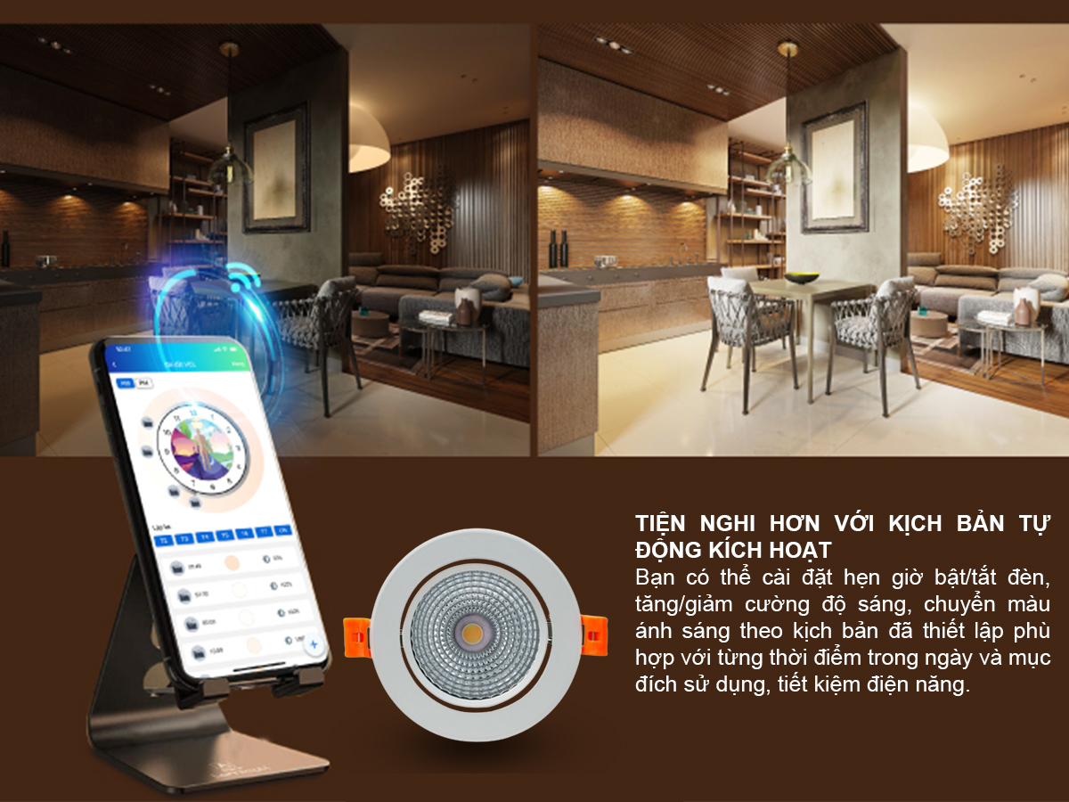 Đèn LED âm trần Downlight thông minh xoay góc AT40.BLE 95/12W Đèn LED âm trần Downlight thông minh xoay góc AT40.BLE 95/12W