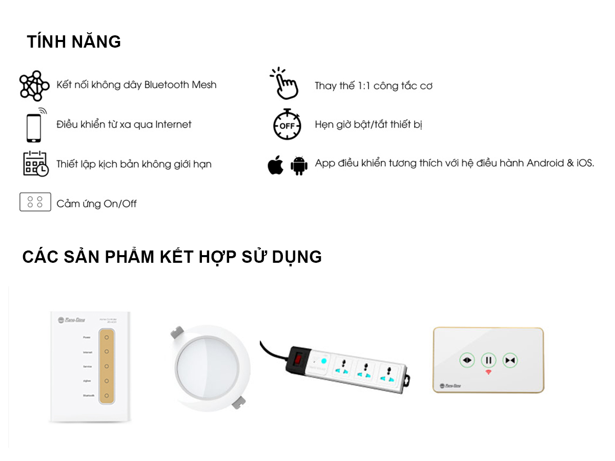 Công tắc thông minh CTCU.BLE CN.03T MN Công tắc thông minh CTCU.BLE CN.03T MN