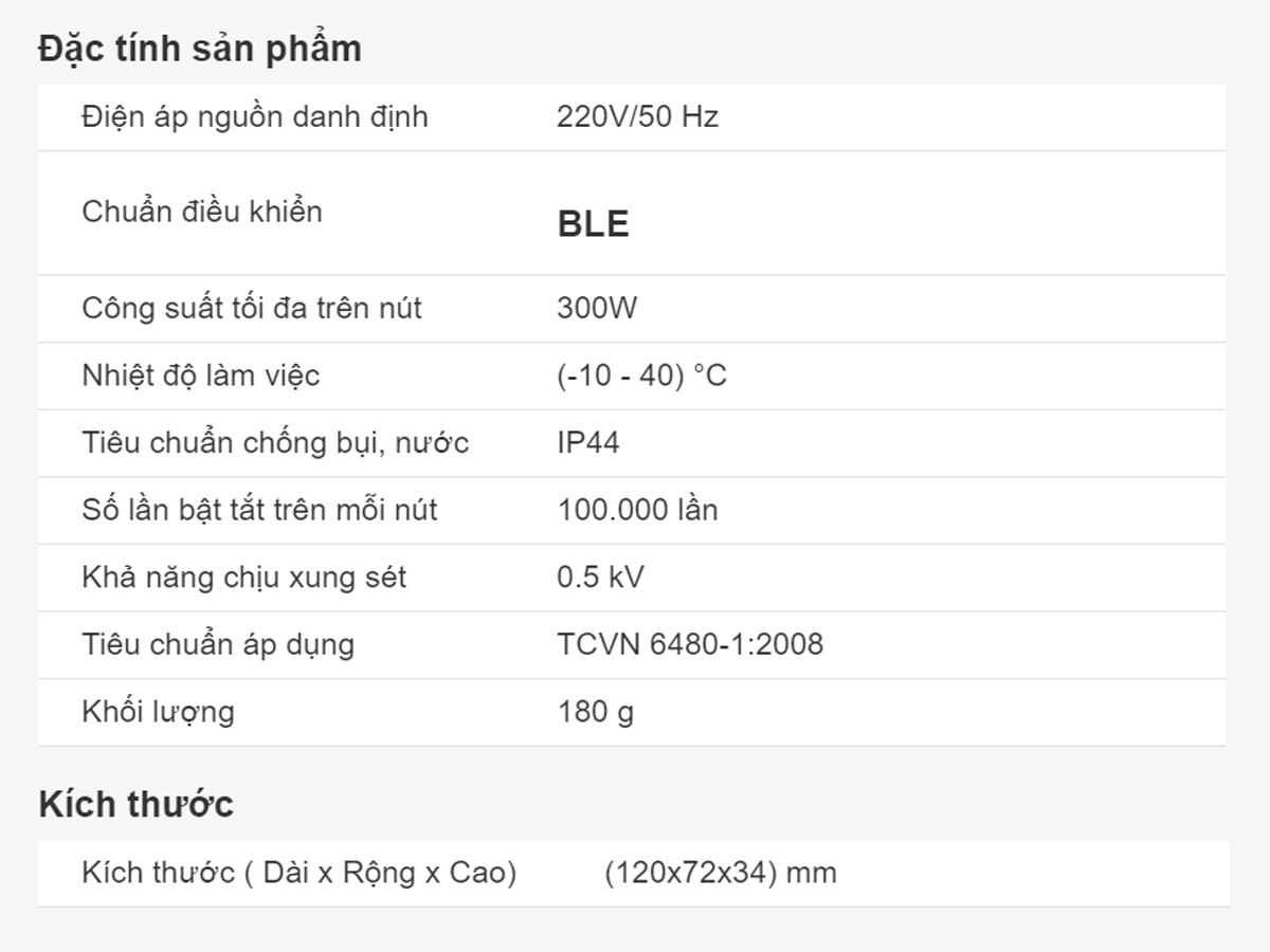 Công tắc thông minh CTCU.BLE CN.03T MN Công tắc thông minh CTCU.BLE CN.03T MN