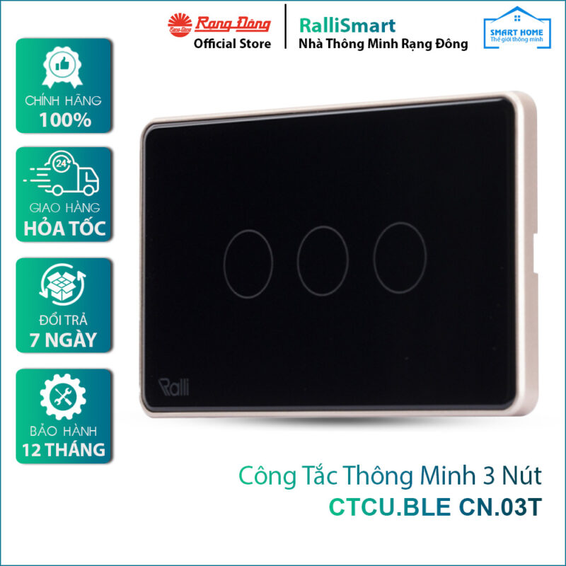 Công tắc thông minh CTCU.BLE CN.03T MN