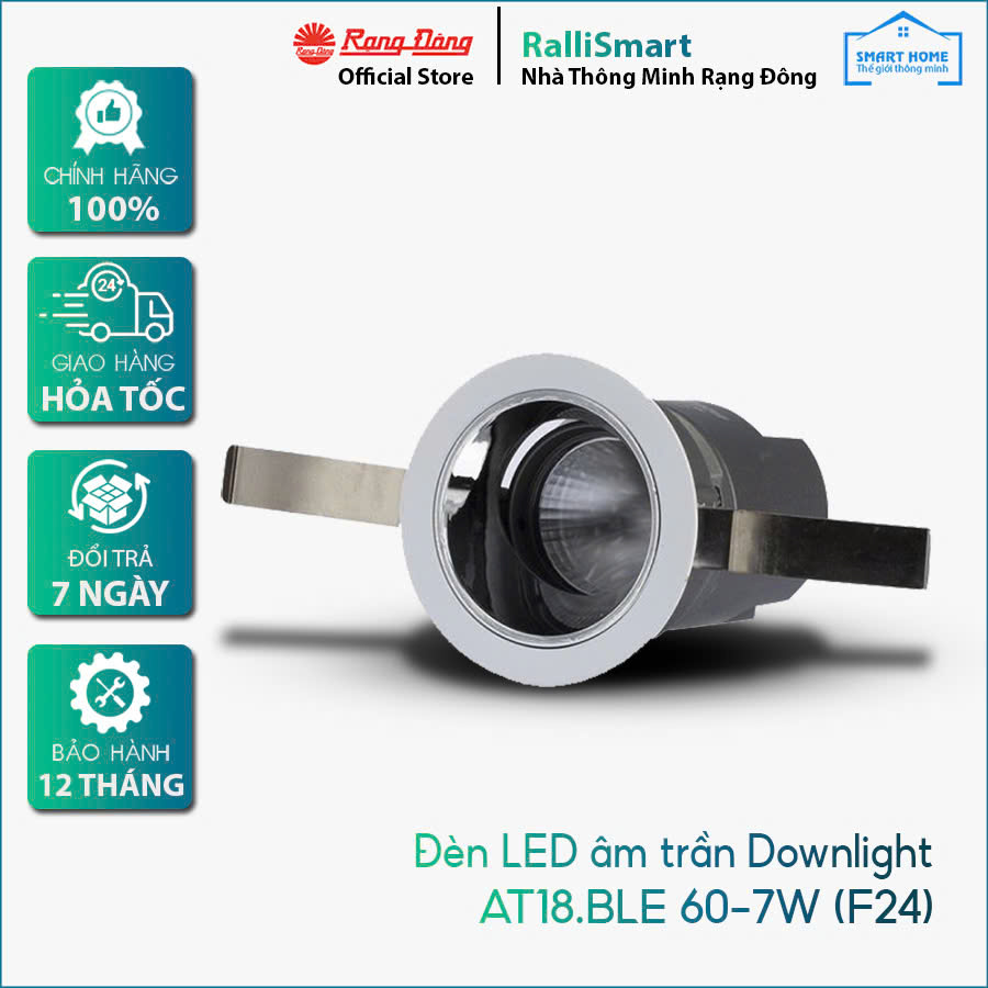 Đèn LED âm trần Downlight thông minh AT18.BLE 60/7W (F24)