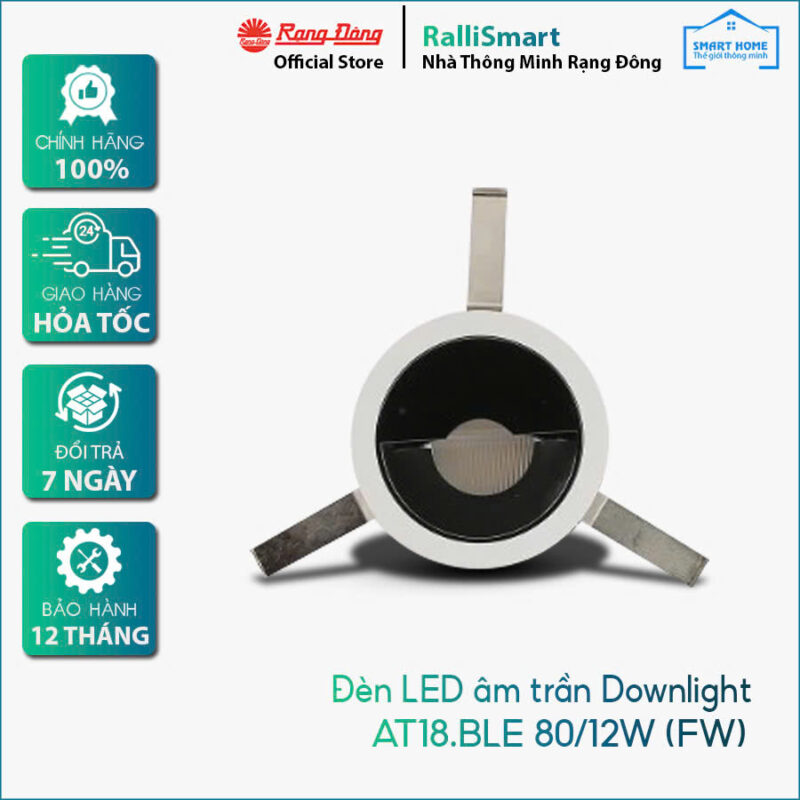 Đèn LED âm trần Downlight thông minh AT18.BLE 80/12W (FW)