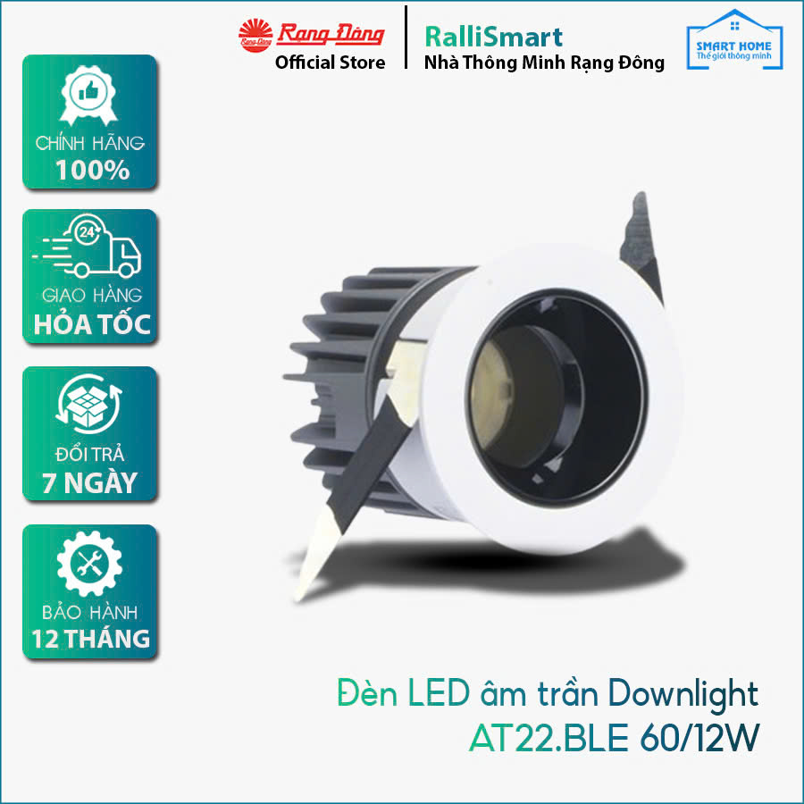 Đèn LED âm trần Downlight thông minh xoay góc AT22.BLE 60/12W