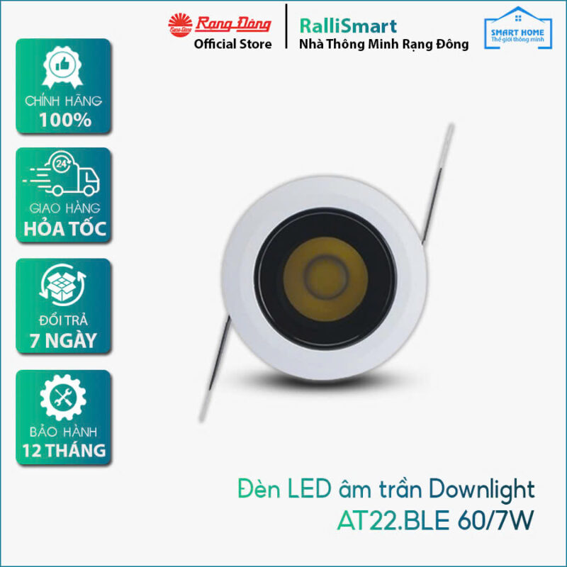 Đèn LED âm trần Downlight thông minh xoay góc AT22.BLE 60/7W