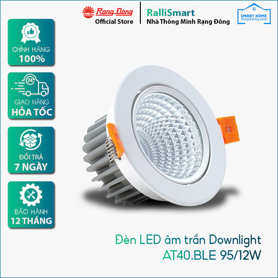 Đèn LED âm trần Downlight thông minh xoay góc AT40.BLE 95/12W