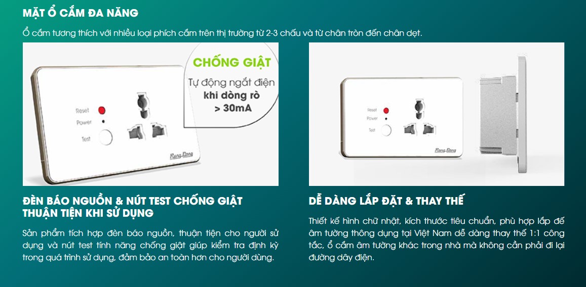 Ổ cắm âm tường chống giật Ổ cắm âm tường chống giật